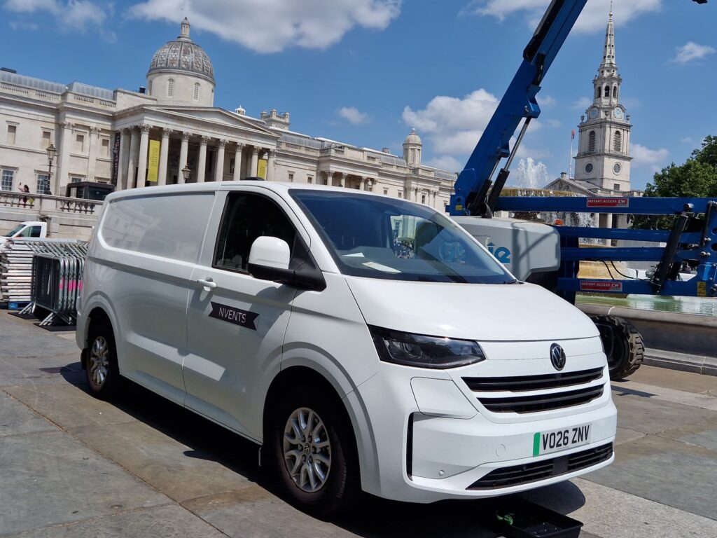 NVENTS Electric Van parked on Trafalgar Square
